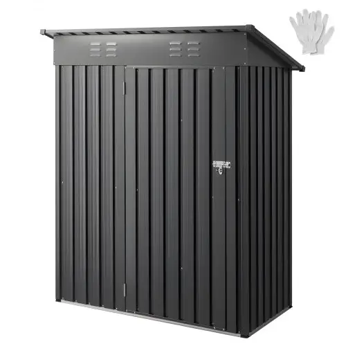 VEVOR Metalen Gereedschapsschuur, Gereedschapsschuur met Afsluitbare Deur en 2 Ventilatiesleuven, Tuinschuur voor Buitenopslag voor Achtertuin, Tuin, Terras, Fiets, 1533 x 876 x 1815 mm