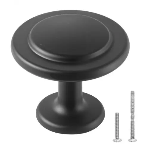 VEVOR meubelknoppen, 30 stuks, 31 mm, kastknoppen van zwarte zinklegering, massieve keukenknoppen, ladeknoppen, knop met schroeven voor badkamer, kasten, laden, keuken