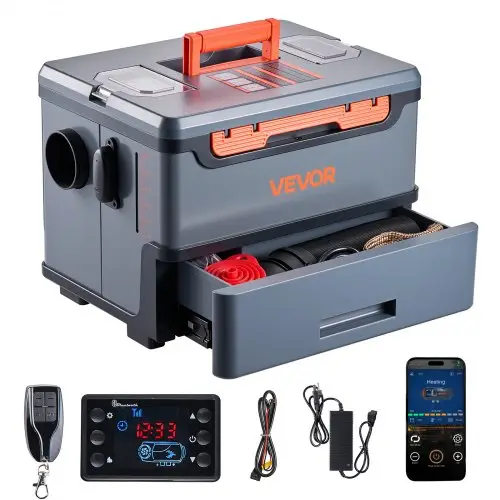 VEVOR Dieselverwarming 5-8KW DC 12 V/24 V, draagbare alles-in-één dieselluchtverwarmer met Bluetooth-bediening, afstandsbediening en LCD-scherm, 5 L brandstoftank voor vrachtwagens en campers