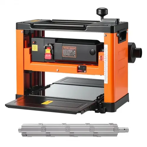 VEVOR vlakbank, 330 mm breed werkblad, schaafmachine voor houtbewerking, spiraalvormige freeskop met 24 snijbladen, 2000 W motor met 23.500 tpm, één snelheid, voor hardhout en zachthout.