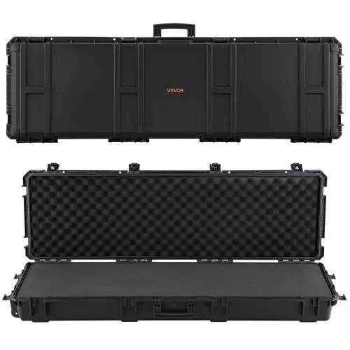 VEVOR Hard Shell Gun Case voor lange geweren, afsluitbare geweerkoffer met voorgesneden schuim, lange geweerkoffer, oprolbaar, IP67 waterdicht, 139,1 x 43,5 x 18,8 cm, zwart