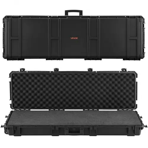 VEVOR Hard Shell Gun Case voor lange geweren, afsluitbare geweerkoffer met uitneembaar XPE-schuim, lange geweerkoffer, oprolbaar, IP67 waterdicht, 134,1 x 42,5 x 18 cm, zwart