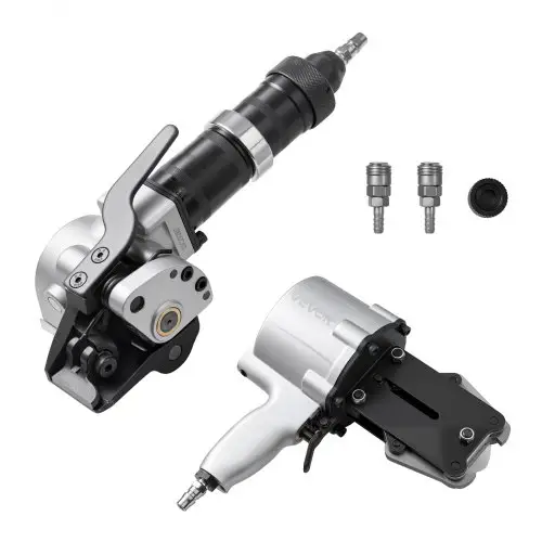 VEVOR pneumatische omsnoeringsmachine, 8500N spankracht, gereedschap voor het omsnoeren van metaal, spanner en snijder/sealer voor 19 mm brede metaalbanden, splitbalenpers voor verpakking