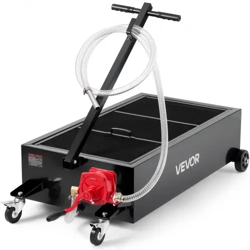 VEVOR Low Profile Olieopvangbak, 94,6L Olieopvangkar met pomp, 2,2m slang en T-handgreep, lekvrij en corrosiebestendig, voor auto's, SUV's, vrachtwagens en ATV's, zwart