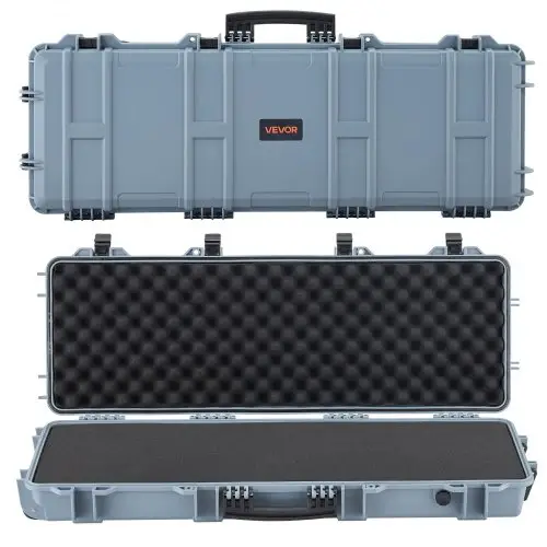 VEVOR Hard Shell Gun Case voor lange geweren, afsluitbare geweerkoffer met voorgesneden schuim, lange geweerkoffer, oprolbaar, IP67 waterdicht, 108,9 x 39,2 x 15,5 cm, grijs