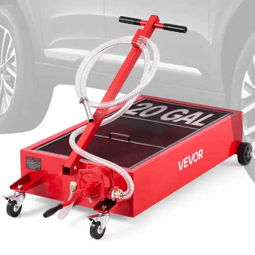 VEVOR Low Profile Olieopvangbak, 75,7L met Handpomp, 2,2m slang & T-handgreep, Lekvrij & Corrosiewerend, voor Auto's, SUV's, Vrachtwagens, ATV's, Rood