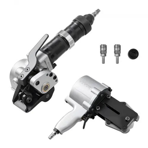 VEVOR pneumatische omsnoeringsmachine, 8500 N spankracht, gereedschap voor het omsnoeren van metaal, spanner en snijder/sealer voor 32 mm brede metaalbanden, splitbalenpers voor verpakking