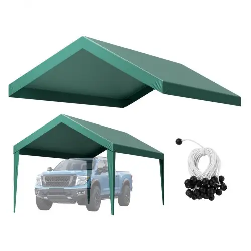 VEVOR Carport Vervangend Dak, 3x6 m, Draagbare Garage Tenthoes, UV-bestendige Autotent, Zware Hoes met Ballennetten, Donkergroen, Frame Niet Inbegrepen