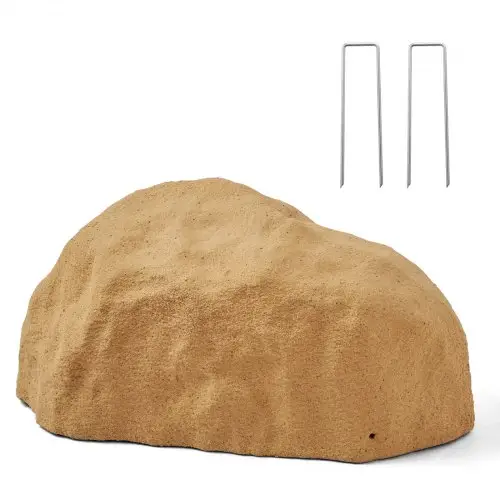VEVOR Cover Rock, kunstmatige stenen afdekking voor buiten, realistische stenen look, tuinrots, kunstmatige rots voor landschapsarchitectuur, tuindecoratie, transformatorhuis, zandgeel, 235x450x205mm