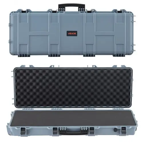 VEVOR Hard Shell Gun Case voor lange geweren, afsluitbare geweerkoffer met voorgesneden schuim, lange geweerkoffer, oprolbaar, IP67 waterdicht, 109 x 41 x 15,5 cm, grijs