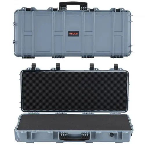 VEVOR Hard Shell Gun Case voor lange geweren, afsluitbare geweerkoffer met voorgesneden schuim, lange geweerkoffer, oprolbaar, IP67 waterdicht, 97,8 x 42 x 17,3 cm, grijs