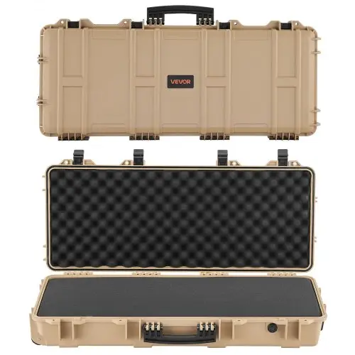 VEVOR Hard Shell Gun Case voor lange geweren, afsluitbare geweerkoffer met voorgesneden schuim, lange geweerkoffer, oprolbaar, IP67 waterdicht, 97,8 x 42 x 17,3 cm, kaki