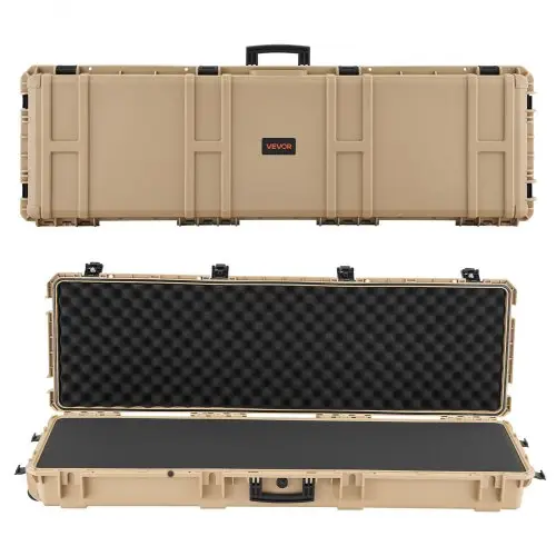 VEVOR Hard Shell Gun Case voor lange geweren, afsluitbare geweerkoffer met voorgesneden schuim, lange geweerkoffer, oprolbaar, IP67 waterdicht, 139,1 x 43,5 x 18,8 cm, kaki