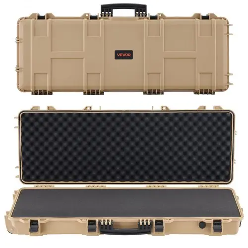 VEVOR Hard Shell Gun Case voor lange geweren, afsluitbare geweerkoffer met voorgesneden schuim, lange geweerkoffer, oprolbaar, IP67 waterdicht, 109 x 41 x 15.5 cm, kaki