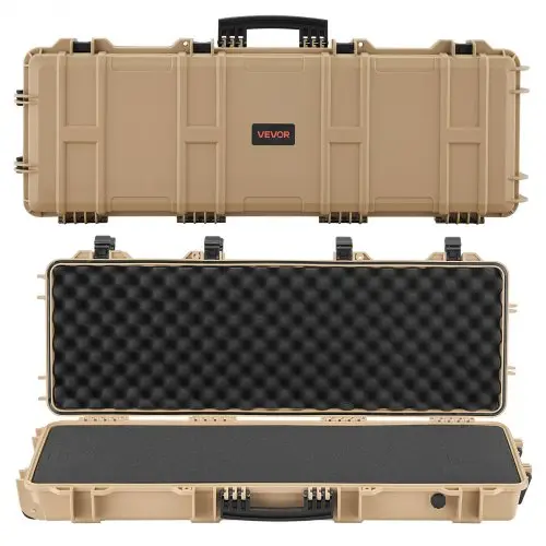 VEVOR Hard Shell Gun Case voor lange geweren, afsluitbare geweerkoffer met voorgesneden schuim, lange geweerkoffer, oprolbaar, IP67 waterdicht, 108,9 x 39,2 x 15,5 cm, kaki