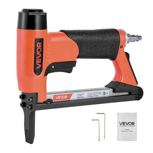 VEVOR Pneumatische Nietmachine, Pneumatische Spijkermachine met Lange Neus voor 80 Serie Fijne Nieten, 12,8 mm Kroon, 6-16 mm Lengte, Max. 150 Stuks Spijkerpistool voor Meubelstoffering, Houtbewerking, Doe-het-zelf
