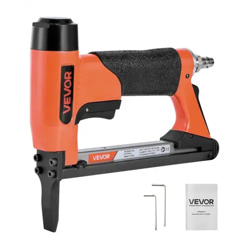 VEVOR Pneumatische spijkermachine, pneumatische nietmachine met lange neus voor fijne draadnieten uit de 71-serie, kroon van 9,5 mm, lengte 6-16 mm, max. 180 stuks spijkerpistool voor stoffering, houtbewerking en doe-het-zelf