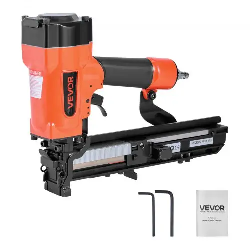 VEVOR pneumatisch spijkerpistool, 26,4 mm brede kroon, pneumatisch nietapparaat, 16-38 mm lengte, 70-120 PSI pneumatisch spijkerpistool met twee schietstanden voor daken, gevelbekleding, hekken en ondervloeren