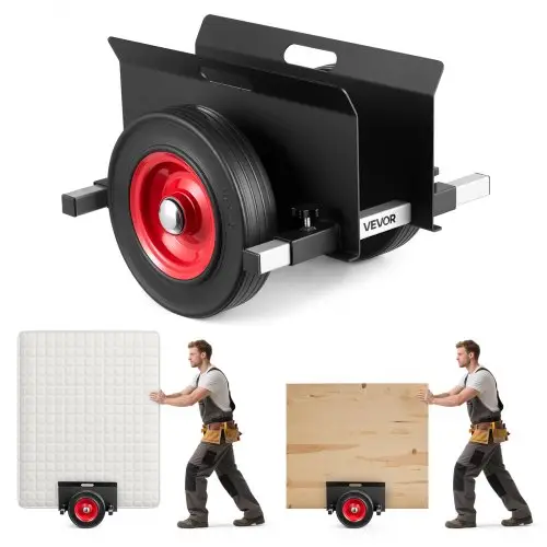 VEVOR Paneelwagen, 453,6 kg, Paneeltransporter met rubberen wielen, Paneelrolwagen, Transportwagen, Paneelkar, Transporthulpmiddel voor stalen panelen, matrassen, deuren en gipsplaten, Zwart