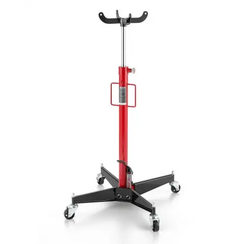 VEVOR Hydraulische krik met 500 kg hefvermogen, telescopische krik met pedaal, 360° zwenkwiel, hefhoogte 112-187 cm, takel voor garage/werkplaats Rood + Zwart