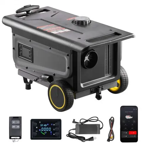 VEVOR Dieselverwarming 5-8KW DC 12 V/24 V, draagbare alles-in-één dieselluchtverwarmer met Bluetooth-appbediening, afstandsbediening en LCD-scherm, trolleyontwerp, 5 L brandstoftank voor vrachtwagens