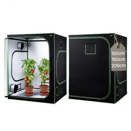 VEVOR kweektent, 150x150x200 cm, binnenplantentent met full-spectrum LED-kweeklamp en ventilatiesysteem, kweekkast 600D sterk reflecterende mylar, kweektenten, kas voor bloemen en groenten