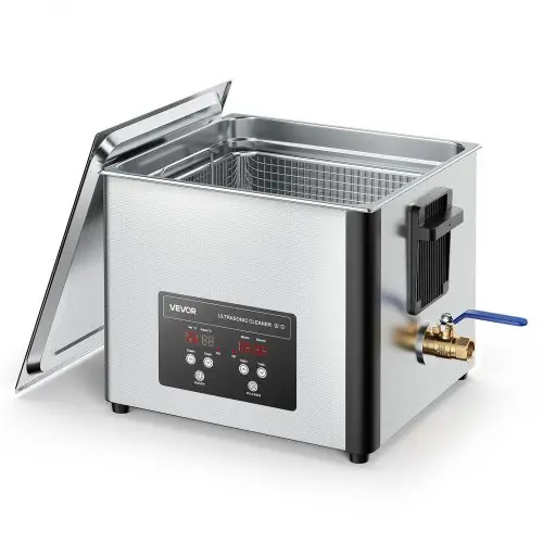 VEVOR 15 L Ultrasoon Reiniger, Professionele Ultrasoon Reinigingsmachine met Reinigingsmand en Digitaal Display, 240 W RVS 40 kHz Industriële Reinigingsmachine voor Onderdelen, Carburateurs en Instrumenten