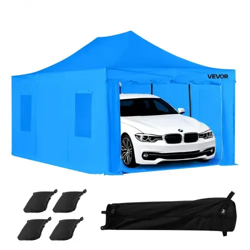 VEVOR Draagbare spuitcabinetent (587x398x178 cm) Spuitcabinetent voor spuitverven, waterdichte en opvouwbare spuitcabine met 4 gaaszijramen voor auto-onderdelen, meubels, motoren, spatbescherming, blauw