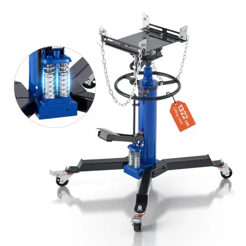 VEVOR hydraulische krik met transmissie, autokrik met een hefvermogen van 600 kg, telescopische krik met pedaal en dubbele telescopische versnellingsbak en een hefhoogte van 88-176 cm, garage-/werkplaatslift, blauw