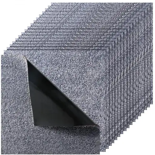 VEVOR Tapijttegels 457,2 x 457,2 x 12 mm, 10-pack, zelfklevende tapijtbedekking 2,0 m², tapijtvloer, eenvoudig zelf te vervangen voor woonkamer en kantoor, grijs