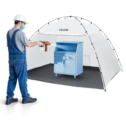 VEVOR Draagbare spuitcabinetent (293x230x188 cm werkoppervlak) Spuitcabinetent voor spuitverven, waterdichte spuitcabine met geïntegreerde vloer en oproldeur voor kasten, stoelen en tafels
