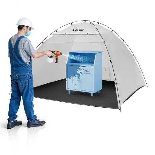 VEVOR Draagbare spuitcabine-tent (295x292x202 cm werkoppervlak) Spuitcabine-tent voor spuitverven, waterdichte spuitcabine met geïntegreerde vloer en oproldeur voor kasten, stoelen en tafels