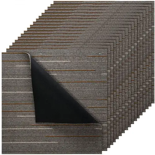 VEVOR Tapijttegels 609,6 x 609,6 x 6 mm, 24-pack, modulaire tapijtbedekking 9 m², tapijtvloer, eenvoudig zelf te vervangen voor woonkamer en kantoor, donkerbruin