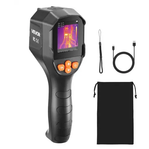 VEVOR warmtebeeldcamera, TISR superresolutie 240x180, draagbare warmtebeeldcamera met 2 MP beeldcamera, 96x96 IR-resolutie, 25 Hz verversingsfrequentie, -20 tot 550 °C, 4 beeldmodi en 6 kleurenpaletten.