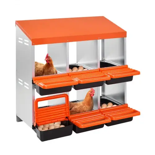 VEVOR Legnest, 6 compartimenten, oprolbaar metalen nest, kippennest met beschermende deksels, oprolbare legbox, borstnest voor kippen, eenden, hanen en ander pluimvee, 796x525x790 mm