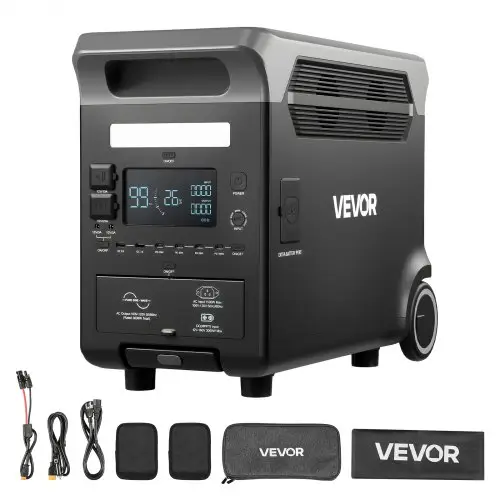 VEVOR draagbaar energiestation 3600 W, 3840 Wh, zonnegenerator met 10 uitgangspoorten, 6 instelbare ingangsvermogens, LiFePO4-batterijback-up (zonnepaneel NIET inbegrepen)