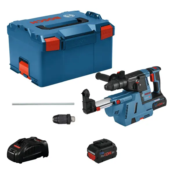 Bosch Professional GBH 18V-26 F Accu combihamer SDS-Plus 2,6J + snelwisselboorkop + stofafzuiging 18V 5.5Ah in L-Boxx - 061191000G