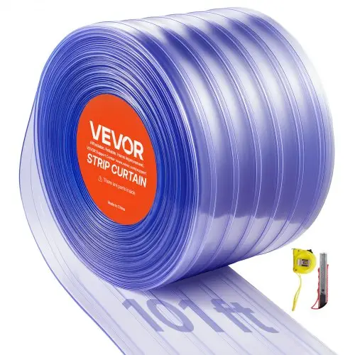 VEVOR PVC strokengordijn, 30,8 x 0,3 m, lamellengordijn, per meter, -20 °C tot 60 °C, gordijnstroken voor deuren van supermarkten, garages, magazijnen, schuren en stallen, geribbeld