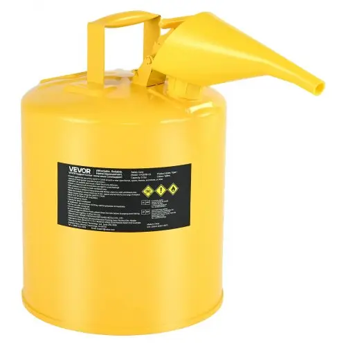 VEVOR Veiligheidscontainer, 19 L, Type I Veiligheidscontainer voor Diesel met Vlamdover, Zelfsluitende Deksel & PE Trechter, Ergonomische Handgreep, Opslagcontainer voor Ontvlambare Stoffen, Geel