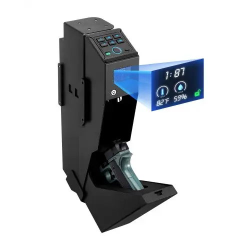 VEVOR Wapenkluis, Pistoolkluis met vingerafdruk/wachtwoord (6-cijferig toetsenbord)/sleutel, Wapenkoffer met LED voor 1 pistool en magazijn, 190 x 98 x 425 mm, Wapenkoffer voor nachtkastje