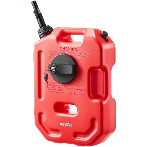 VEVOR Brandstofjerrycan 10 L, Benzinejerrycan met schenktuit en afsluitbare houder, max. debiet 15 l/min, Vloeistofcontainer voor de meeste auto's, motoren, ATV's en UTV's, Rood