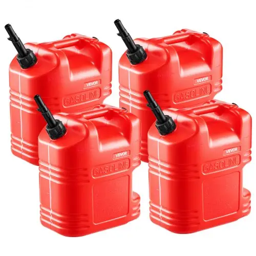 VEVOR Brandstofjerrycan, 19 l, benzinejerrycan met schenktuit en transparante schaalverdeling, max. debiet 15 l/min, vloeistofcontainer voor de meeste auto's, motoren, ATV's en UTV's, rood, 4-pack