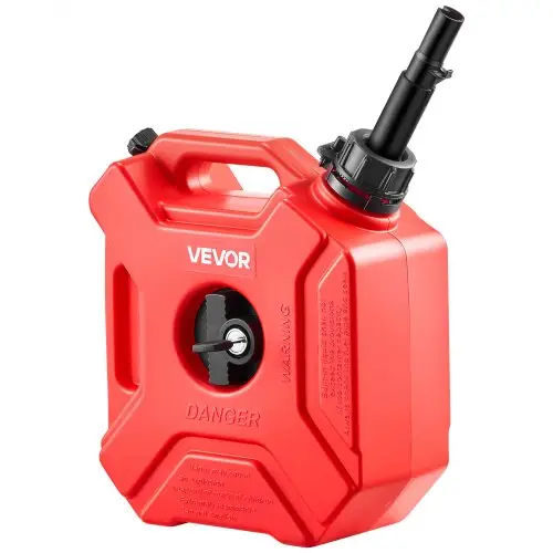 VEVOR 5L brandstofjerrycan, benzinejerrycan met schenktuit en afsluitbare houder, max. debiet 15 l/min, vloeistofcontainer voor de meeste auto's, motoren, ATV's en UTV's, rood