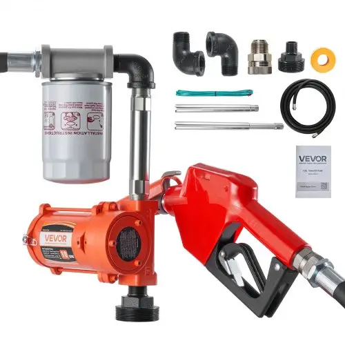 VEVOR brandstofpomp, 12 V DC, 37 L/min, dieselpompset, met automatische afslag, afgifteslang, oververhittingsbeveiliging, stroomkabel, explosieveilig, voor benzine, diesel en kerosine