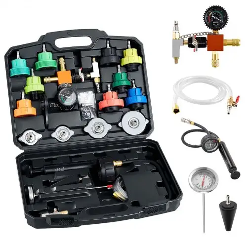 VEVOR Koelvloeistofdruktestset, 22-delig. Koelvloeistofvulapparaat met 4 adapters, universele pasvorm, druktestset voor autokoelsystemen, met drukpomp en vulapparaat van aluminiumlegering.