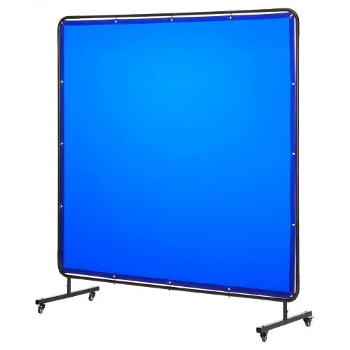 VEVOR Lasgordijn, 1740x1740 mm Lasbeschermingswand, vlamvertragende vinyl lasbeschermingswand met vergrendelbare zwenkwielen en 6 niveaus UV-bescherming voor werkplaats/industrieel gebruik, blauw