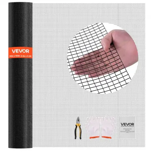 VEVOR Tuinhek 152 cm x 30,48 m, maaswijdte 1,27 x 1,27 cm, 1,06 mm gegalvaniseerd gaas hek, vinyl gecoat kippengaas hek, gelast gaas, tuinplantenhek voor konijnen en pluimvee