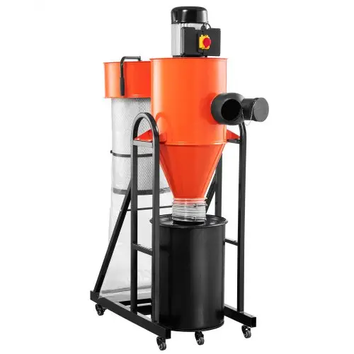 VEVOR stofafzuigsysteem, stofafzuiger, cycloonafscheider, 1,5 pk stofafzuiger met 47,32 liter stofzak en standaard, intelligente cycloonafscheiding, stofafzuigsysteem voor houtbewerking