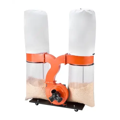 VEVOR stofafzuigsysteem, 2634,47 m³/u, 2,5 micron spaanafzuigsysteem, 3,0 pk zaagselafzuigsysteem met twee stofzakken van 132,5 l en twee filterzakken van 159 l, 2800 tpm, non-woven stof