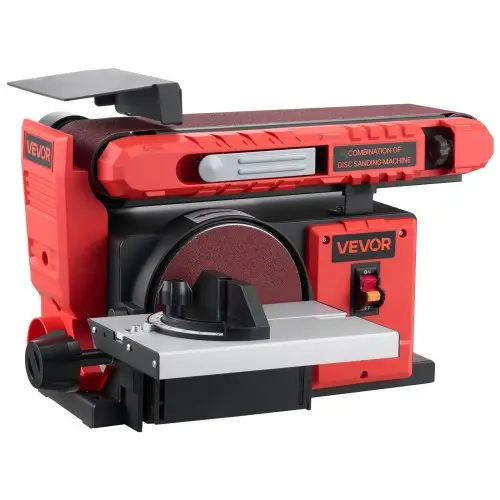 VEVOR Band- en schijfschuurmachine 400 W, 152,4 mm schijfschuurmachine en 101,6 x 914,4 mm bandschuurmachine, met 0-45° verstelbare werktafel en stofafzuigaansluiting voor houtbewerking, messen slijpen
